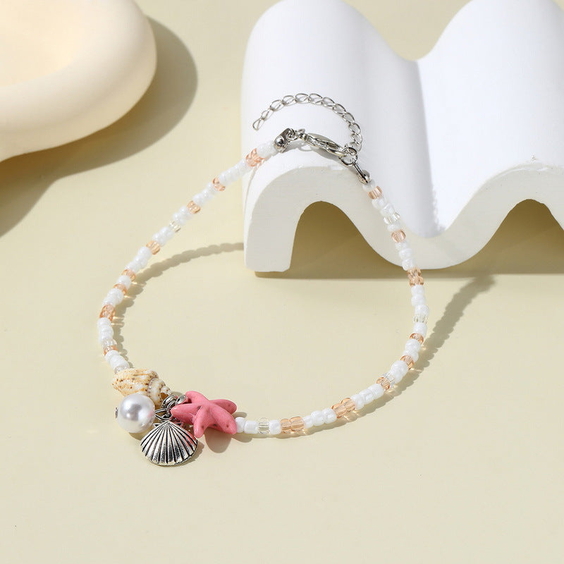 Wholesale  Bohemian Sea Star Shell Conch Rice Bead Bracelet