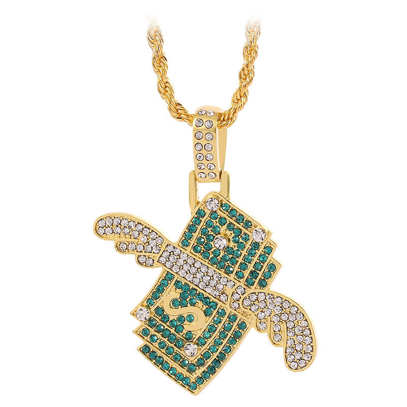 Wholesale Three-Dimensional Dollar Full Diamond Necklace