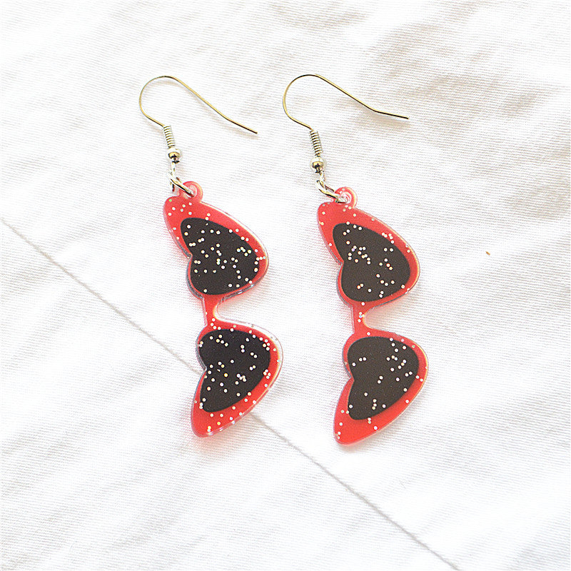 Wholesale Pink Earrings Creative Love Glasses Cartoon Acrylic Earrings ACC-ES-XN020