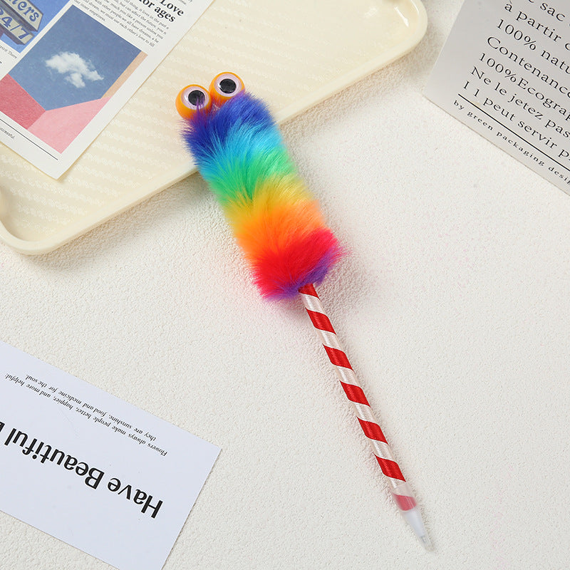Wholesale 5pcs colorful big eye caterpillar ball pen