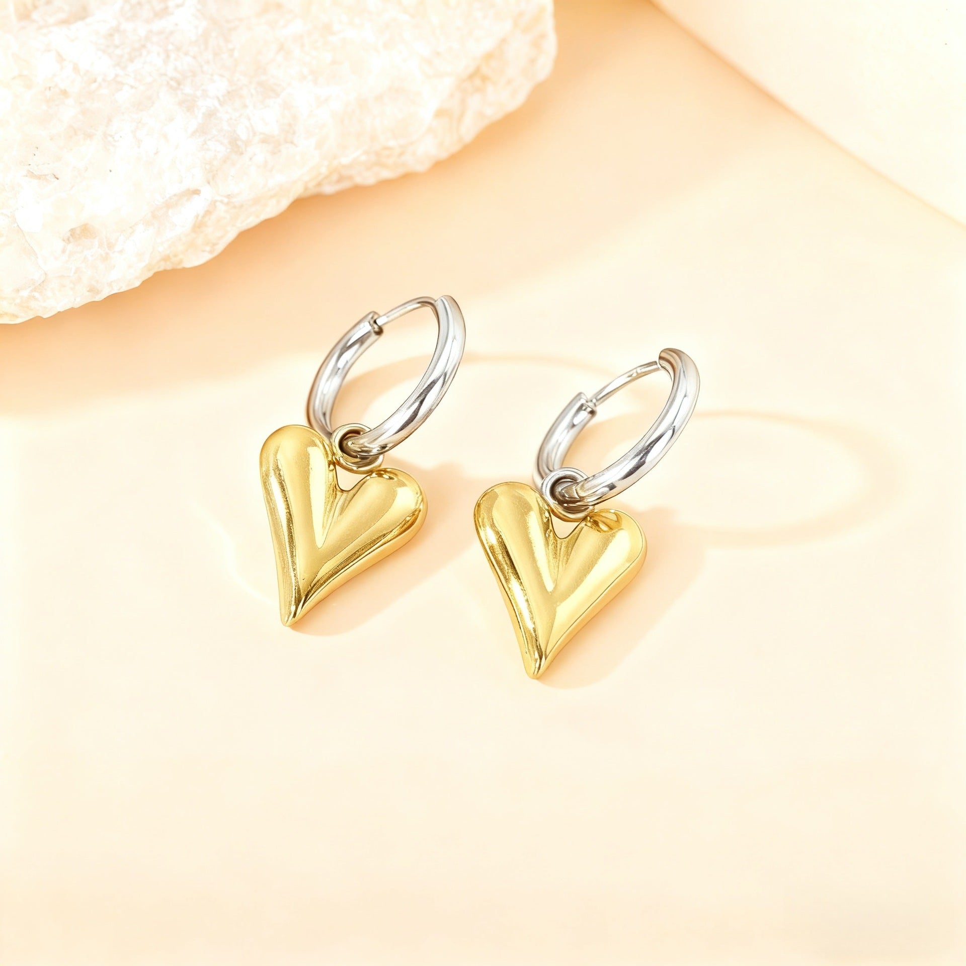 Wholesale Love Elegant Earrings Ear Buckle Titanium Steel Star Moon Geometric Earrings Light Luxury Earrings