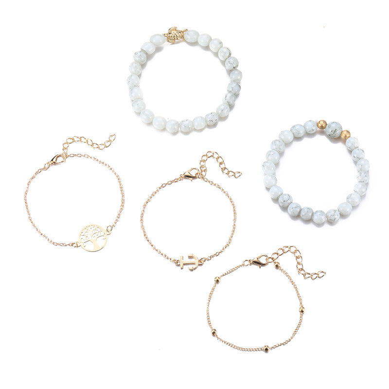 Wholesale Simple Geometric Love Anchor Beaded Turtle Bracelet