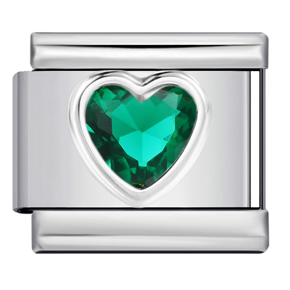 Wholesale Love Micro-inlaid Color Stone Italian Module Bracelet Stainless Steel Charms