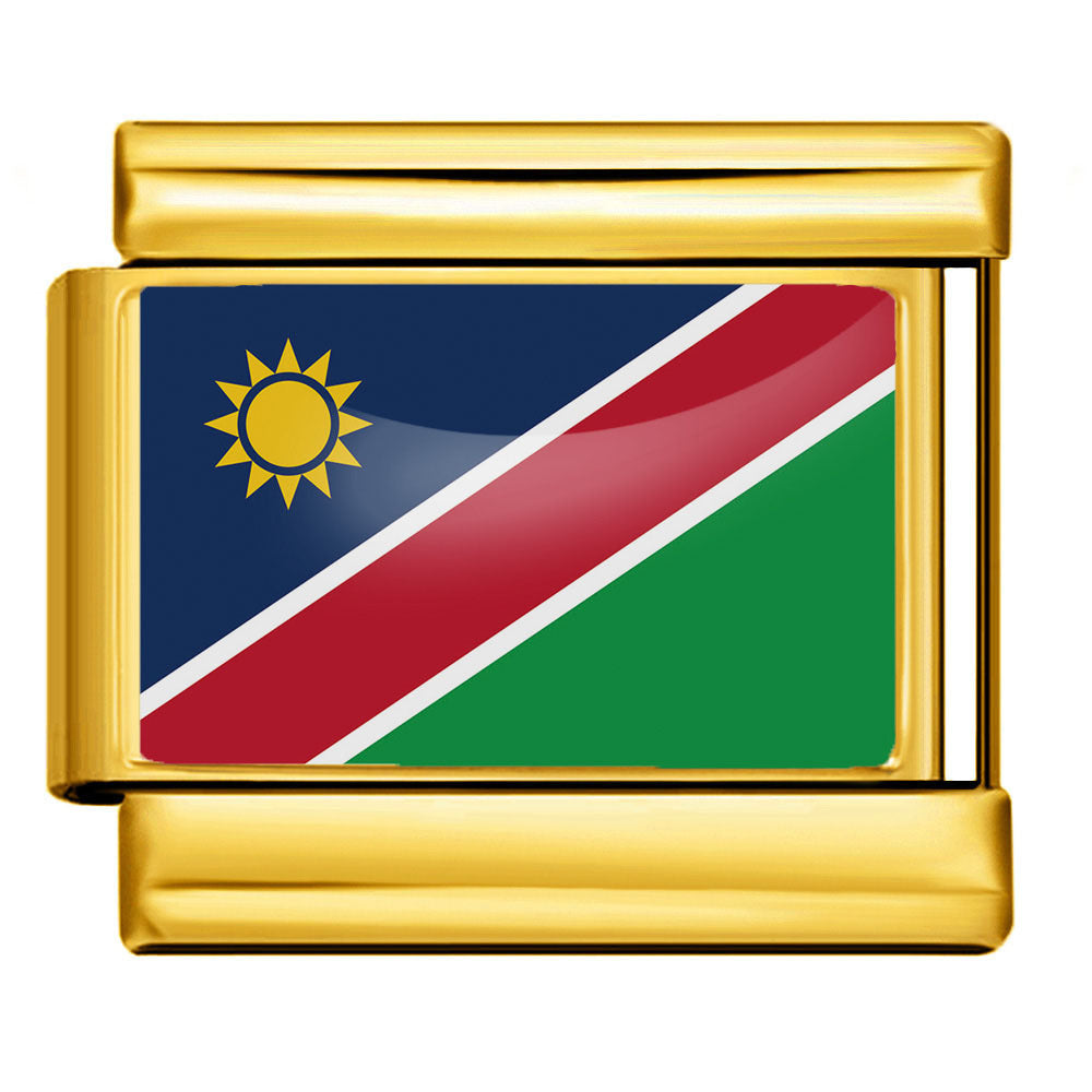 Wholesale 5pcs Italian Charm Bracelet 9mm DIY Splicing Gold Base World Flag Stainless Steel Composable Bracelet