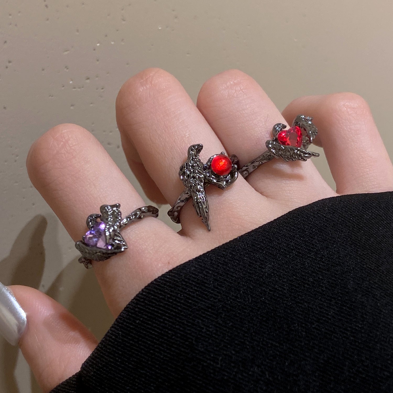 Wholesale Geometric Punk Style Ring with Diamond Pattern - Fashion Accessory for Everyday or Gift