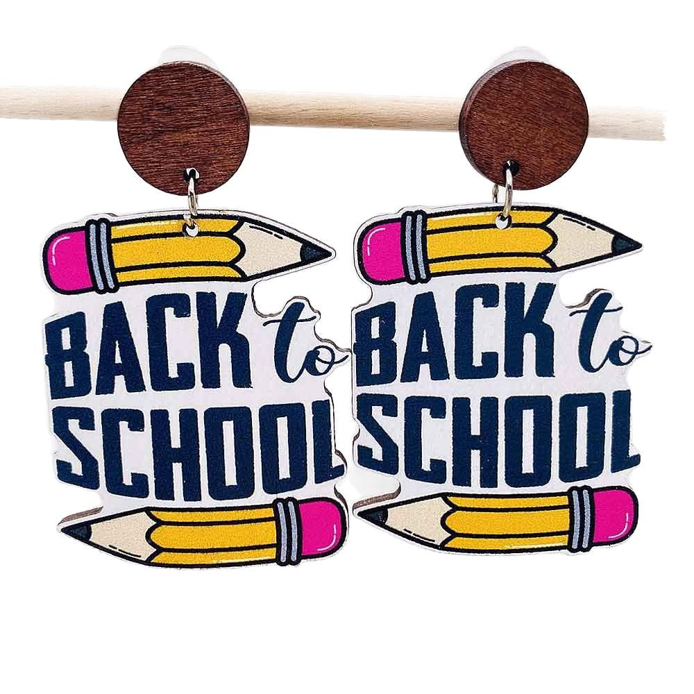Wholesale Graduation Season Jewelry Book Pencil Wooden Earrings