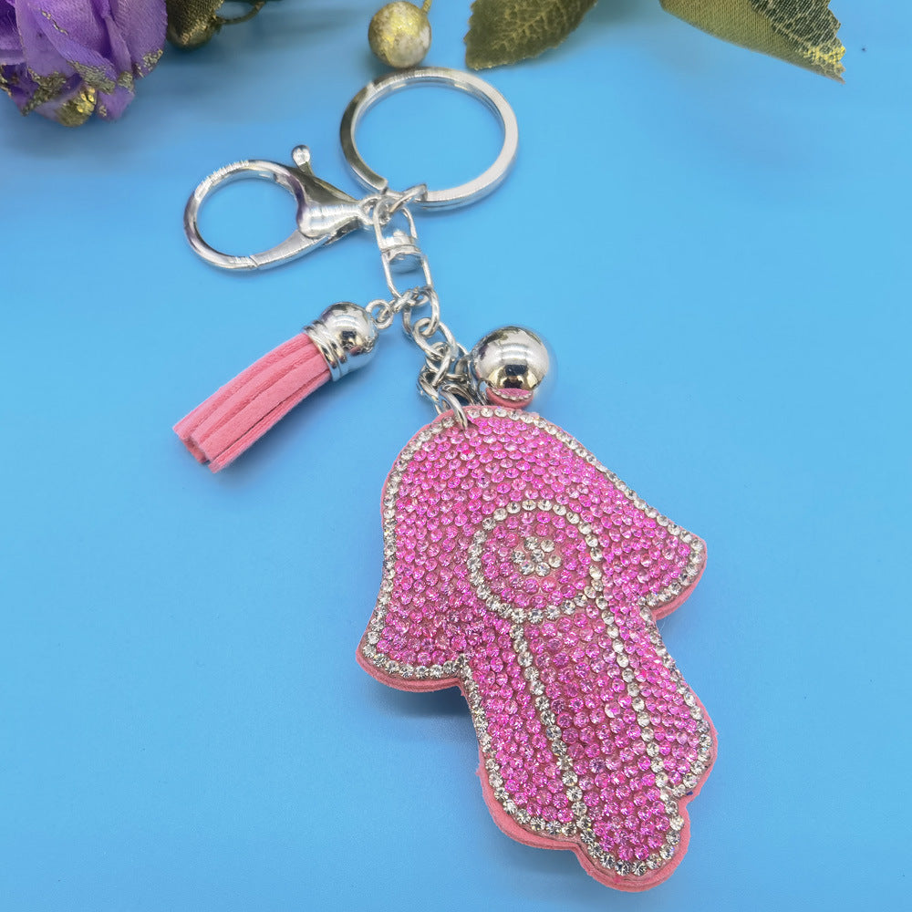 Wholesale Creative rhinestone Palm rhinestone keychain tassel diamond keychain