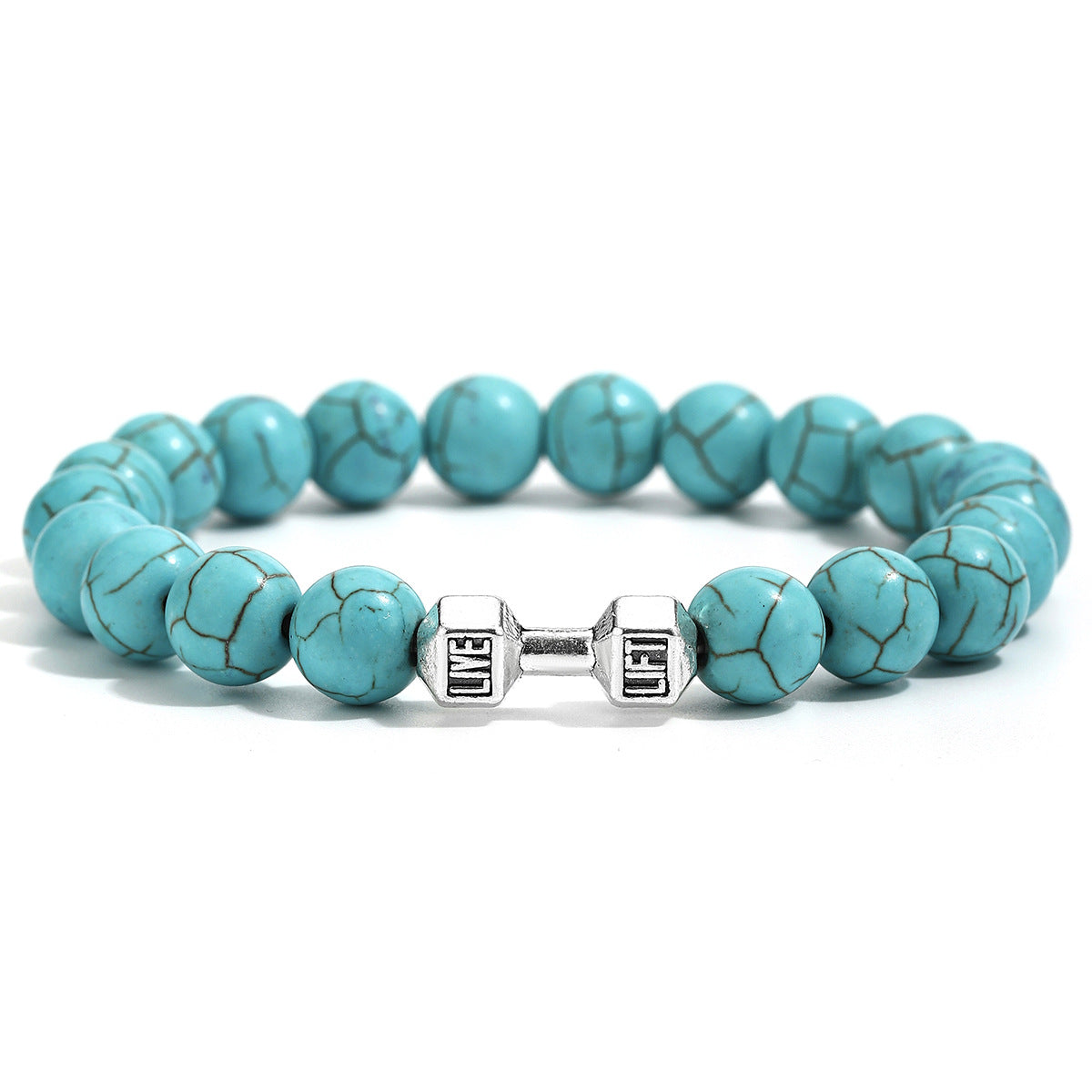 Wholesale Handmade Yoga Dumbbell Bracelet White Turquoise Beads Adjustable Unisex Fashion Accessory Gift Boutique Resale