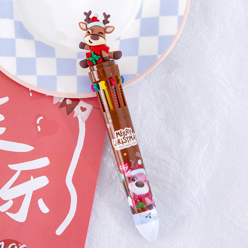 Wholesale Christmas ten-color ballpoint pen cute Christmas pen