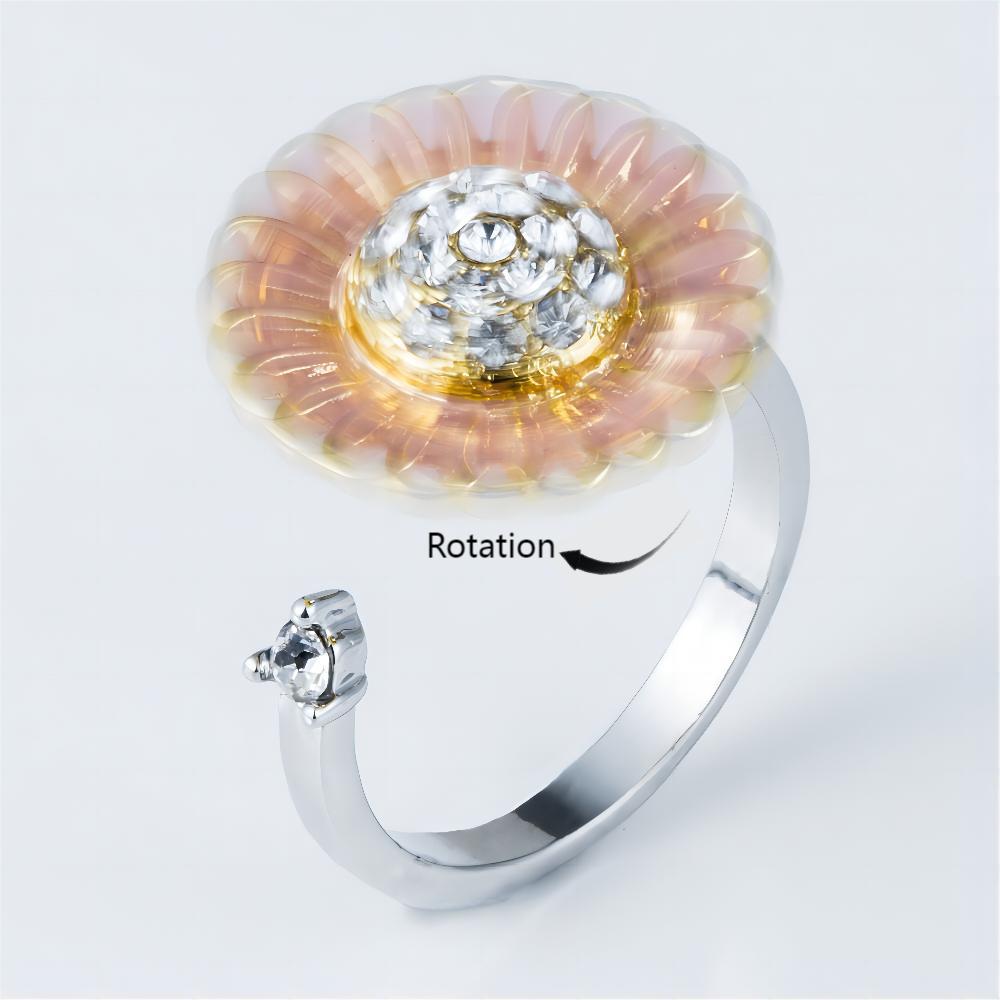Wholesale  Oil Dropping Rotating Sunflower Flower  Ring