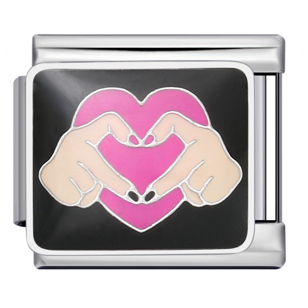 Wholesale Italian Charm Bracelet 9mm DIY gold-plated oil-sprayed Creative Stainless Steel Composable Bracelet