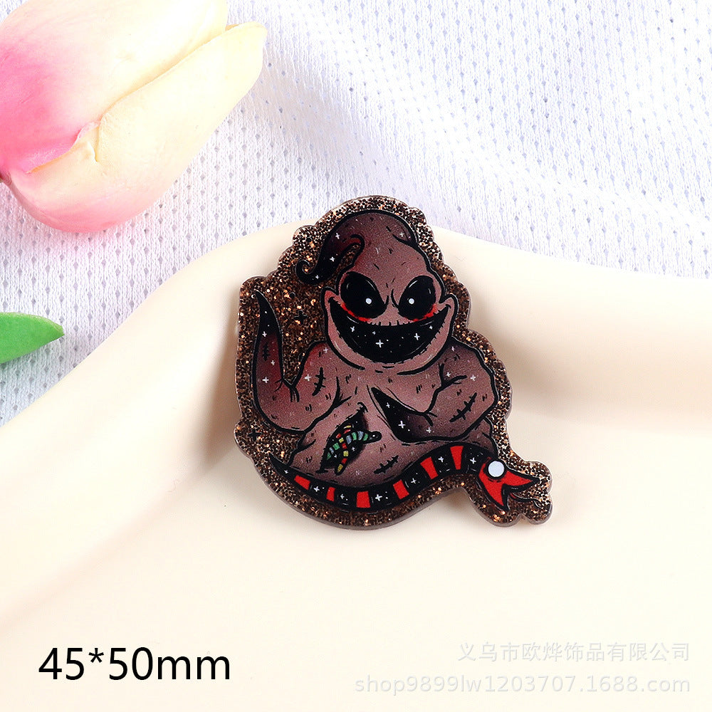 Wholesale  10pcs DIY Flatback cartoon character Acrylic Flatback Badge Reels Retractable Keychain DIY Accessories