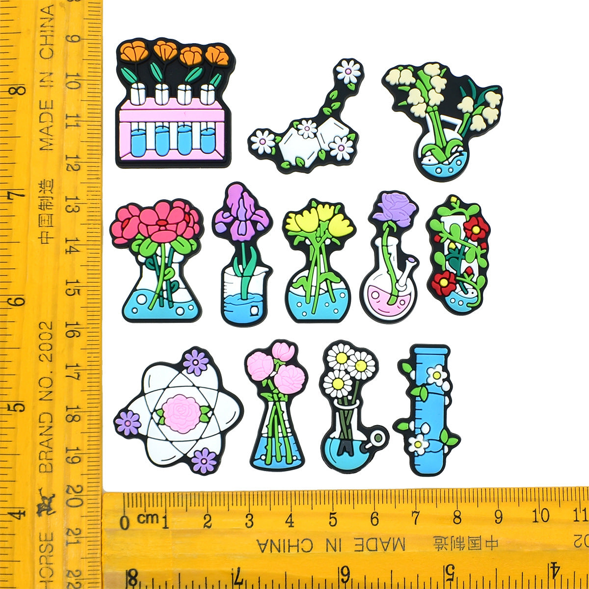 Wholesale Random 100pcs  floral vase series  PVC Soft Rubber Shoe Buckle Decoration