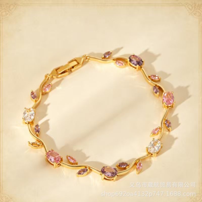 Wholesale Alloy Colorful Zircon Branches Bracelet,  Fashionable European Style Jewelry for Boutique Resale