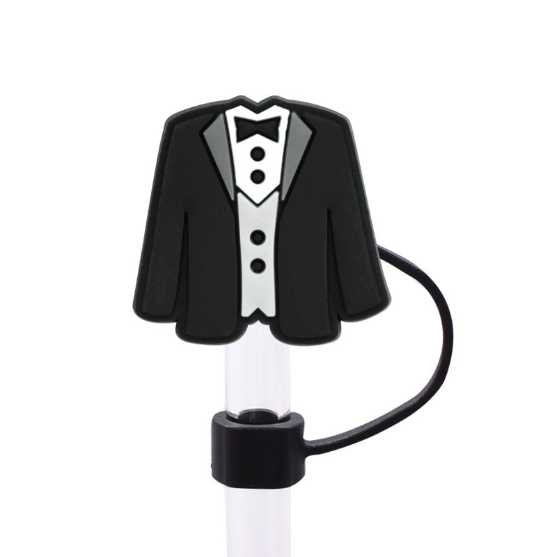 Wholesale Random 100pcs Valentine's Day Series 8/10mm PVC Soft Straw Tube Cap