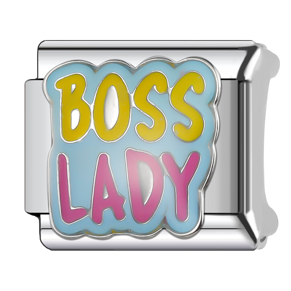 Wholesale Italian Charm Bracelet 9mm DIY Splicing English Retro Series Stainless Steel Composable Bracelet