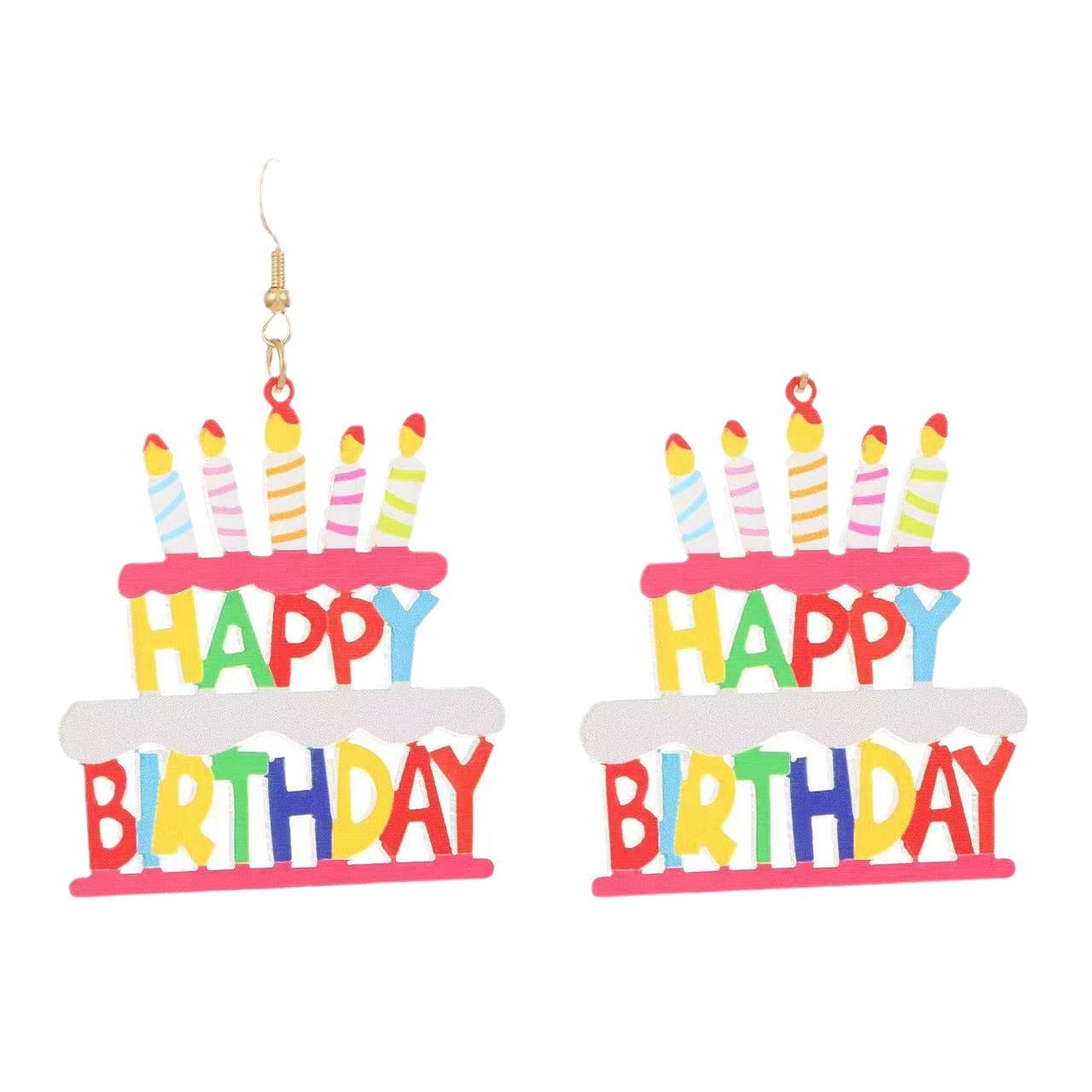 Wholesale  Acrylic Earrings Happy Birthday Color Letters  Earrings Accessories