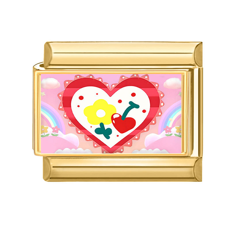 Wholesale Italian Charm Bracelet 9mm DIY Splicing Rose Pink Series Stainless Steel Composable Bracelet