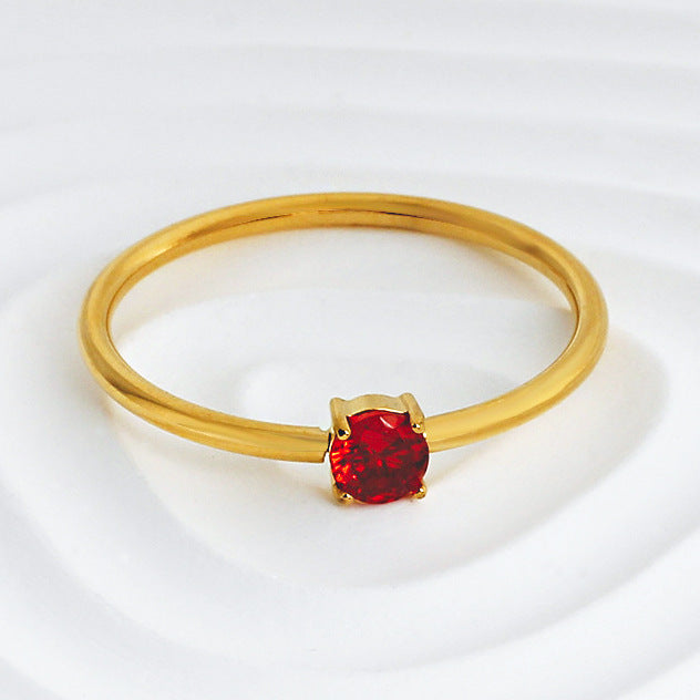 Wholesale 2PCS Titanium steel colored zircon ring
