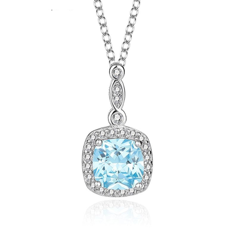 Wholesale S925 Sterling Silver Blue Necklaces Set