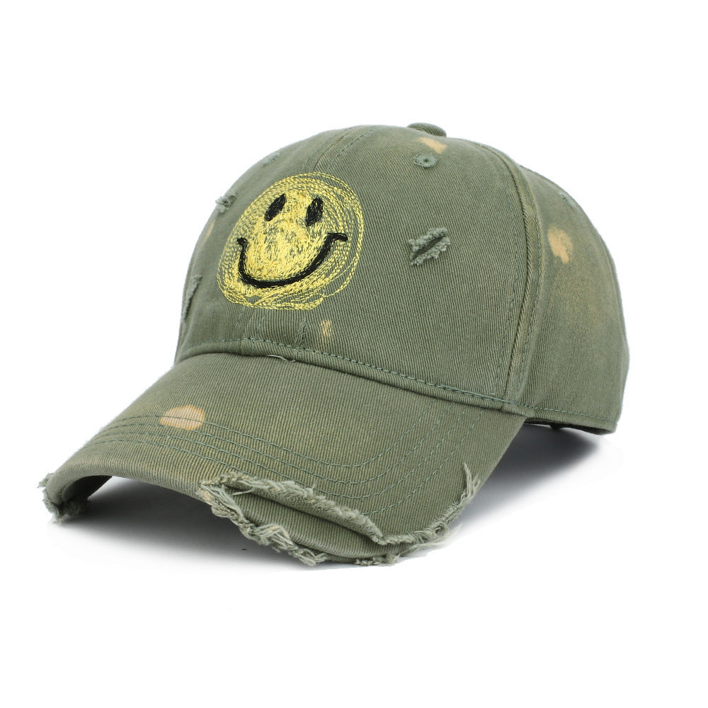 Wholesale Cute Smiling Face Ripped Cotton Baseball Cap ACC-HT-RongZhao032