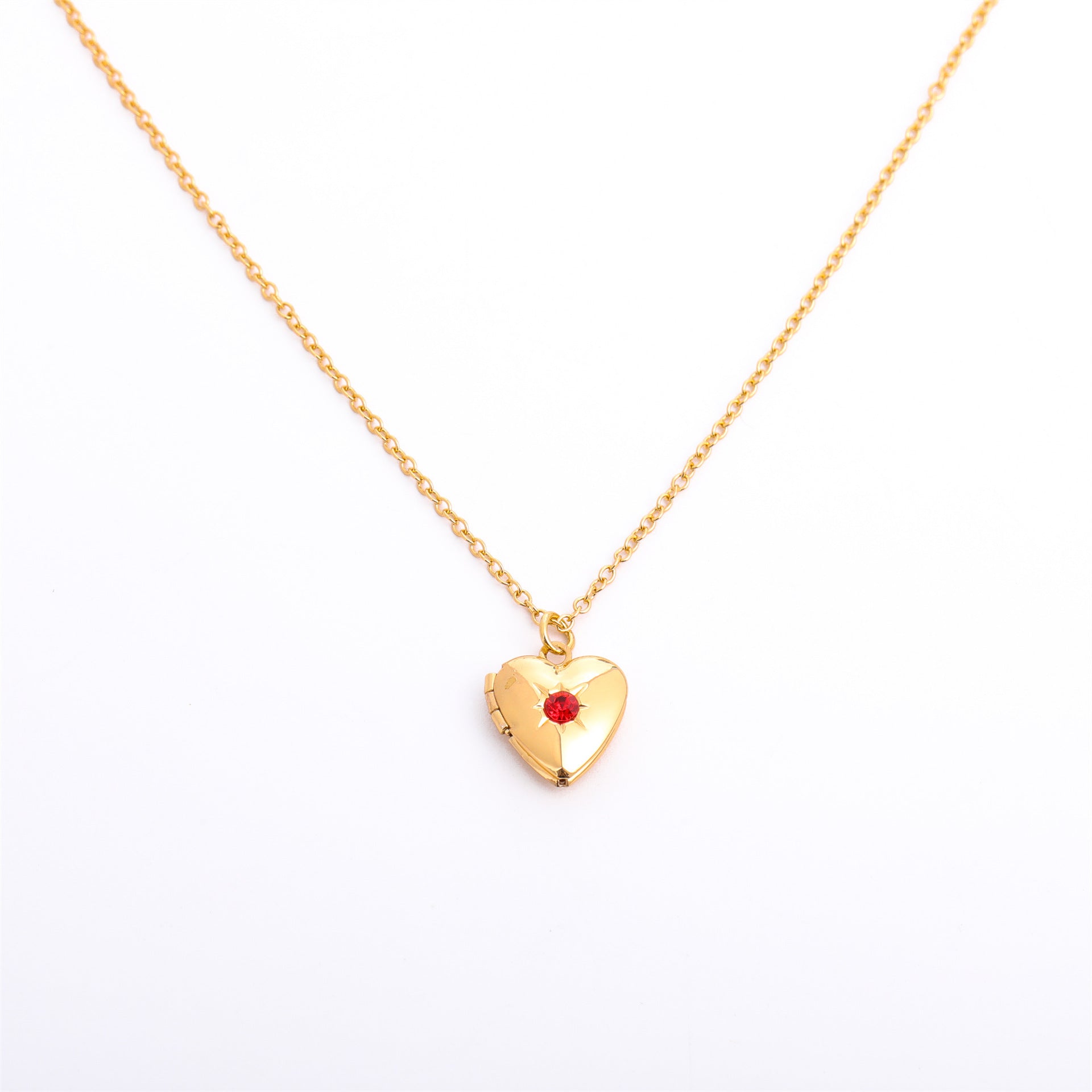 Wholesale December birthday stone heart-shaped opening and closing album necklace