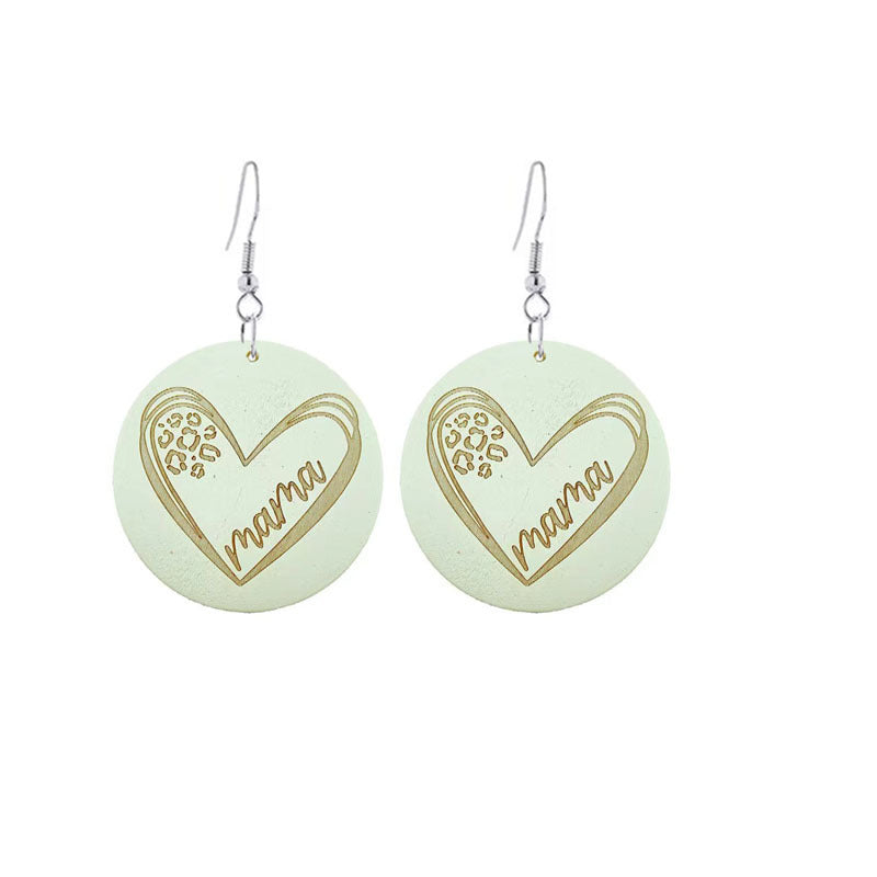 Wholesale Mother's Day Gift MAMA Wooden Earrings ACC-ES-YiYuan015