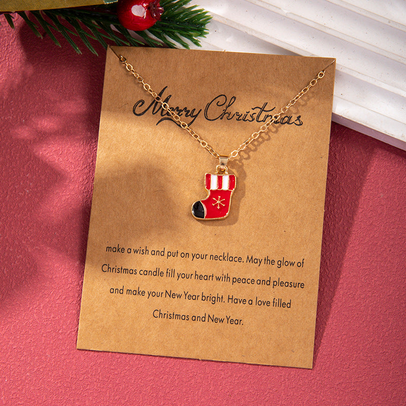 Wholesale Christmas Colored Oil Drop Pendant Christmas Tree Necklaces ACC-NE-Zhey002