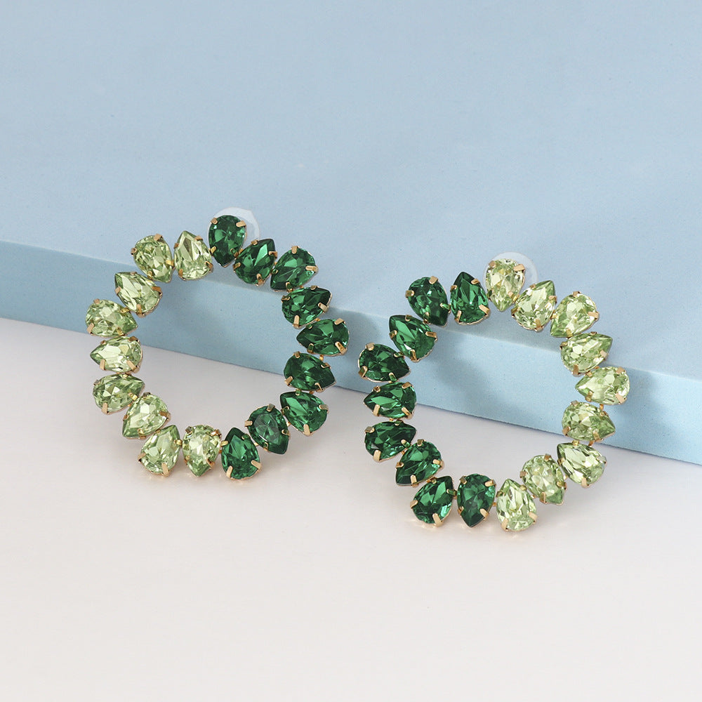 Wholesale Geometric Electroplating Colored Diamond Round Earrings ACC-ES-JuJia010
