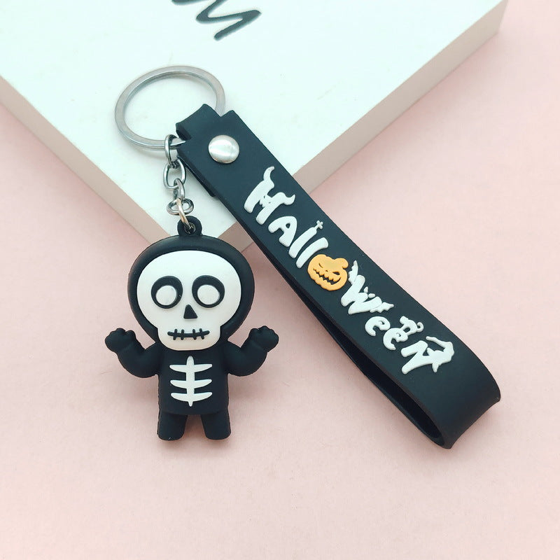 Wholesale Cute  Soft Glue Keychain Pendant Skull Pumpkin Cartoon Car Key Accessory Gift