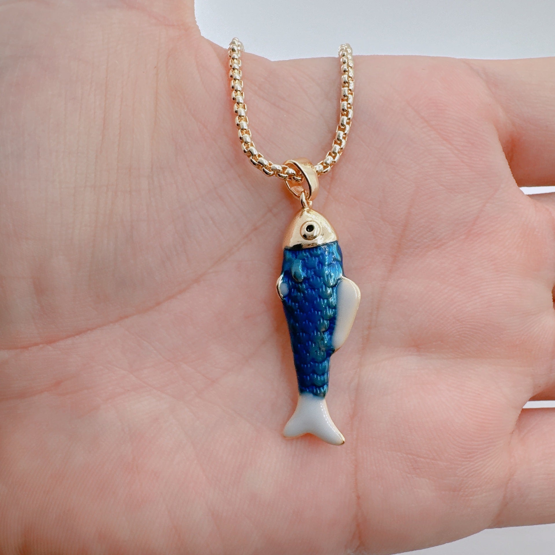Wholesale 3D Painting Koi Fish Pendant Charm Gold Plated Copper Decorative Jewelry Accessory