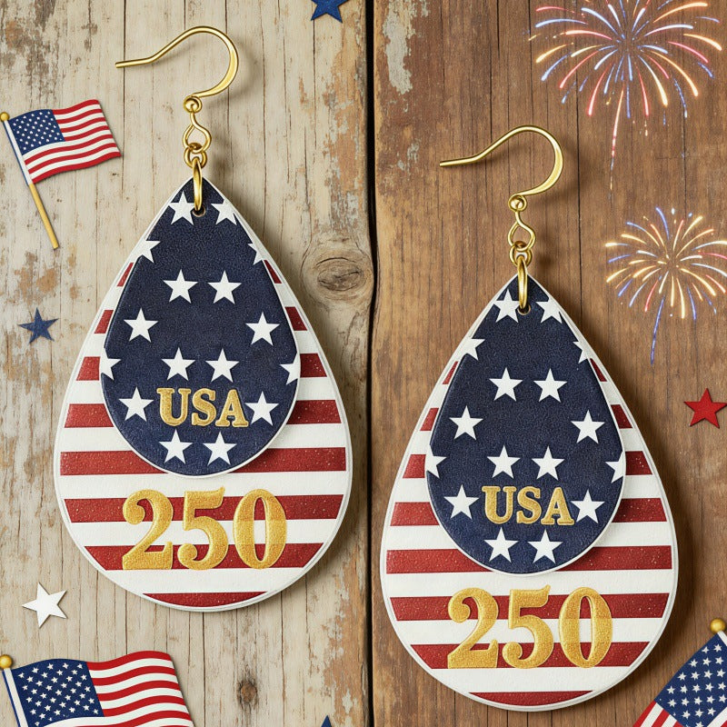 Wholesale Independence Day Leather Earrings