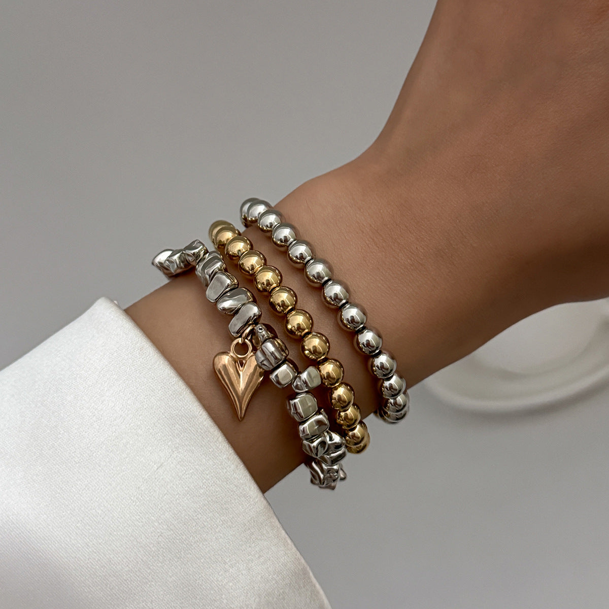 Wholesale Heart irregular CCB beaded clavicle necklace