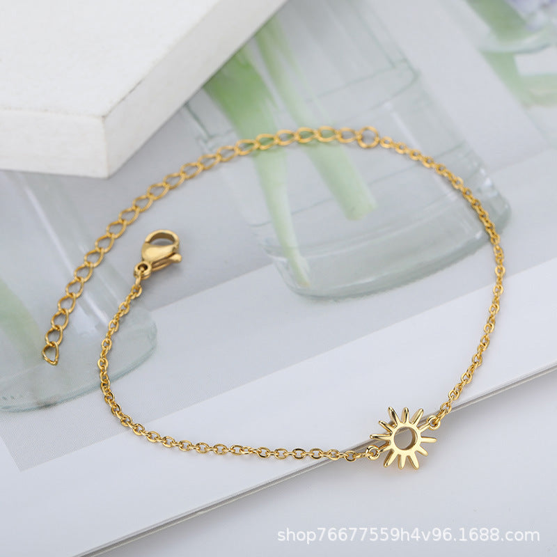 Wholesale Stainless Steel Sun Pendant Bracelet Geometric Zircon Jewelry Accessory for Women Trendy Everyday Wear Gift