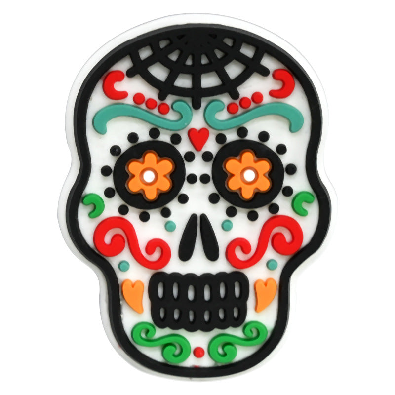 Wholesale Random 100pcs Day of The Dead PVC Soft Rubber Shoe Buckle Decoration ACC-SC-RYY075