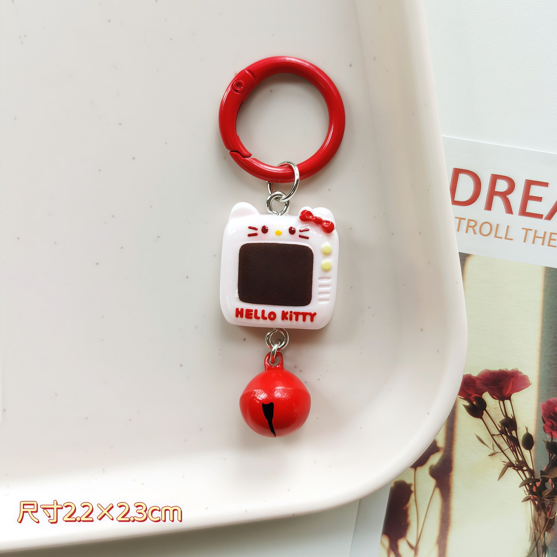 Wholesale Plastic Resin Cute Cartoon Cat Bell Keychain Bag Pendant Fashion Accessory for Girls