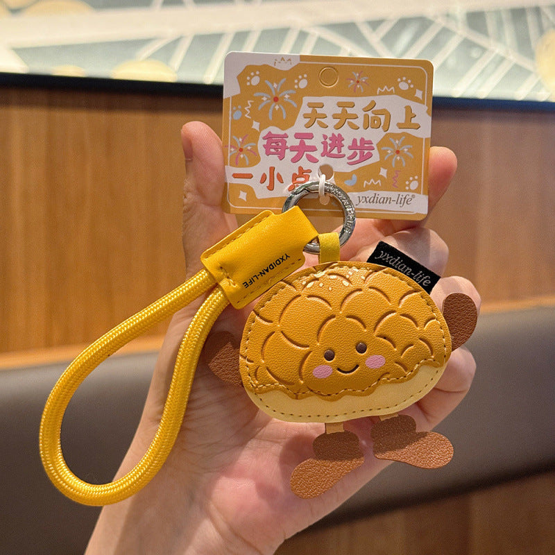 Wholesale Leather Cartoon Food Keychain Milk Box Pineapple Bun Toast Pendant Stylish Car Key Accessory Gift For Birthday