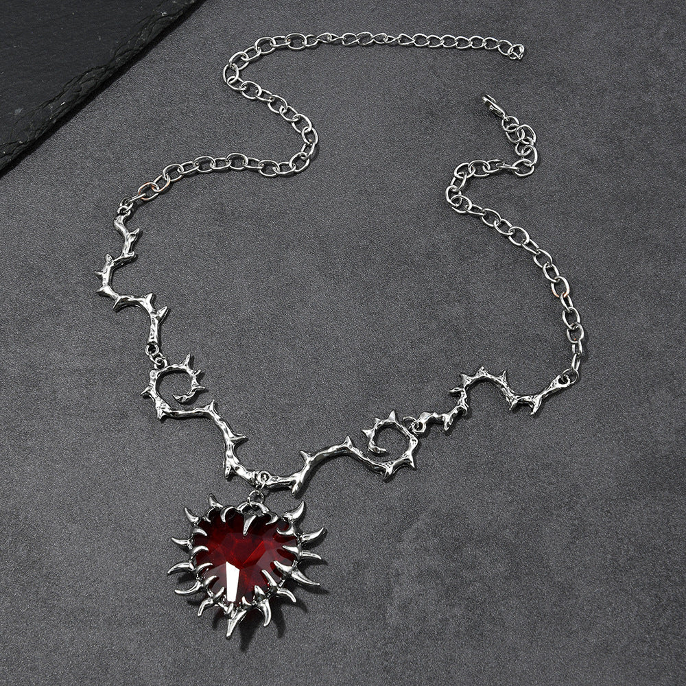 Wholesale Red Gothic Punk n Heart Pendant Necklace - Chic Jewelry Accessory for Gift