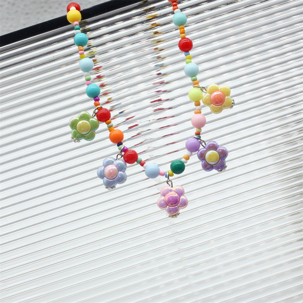 Wholesale Colorful Beaded Love Flower Five-pointed Star Butterfly Necklace