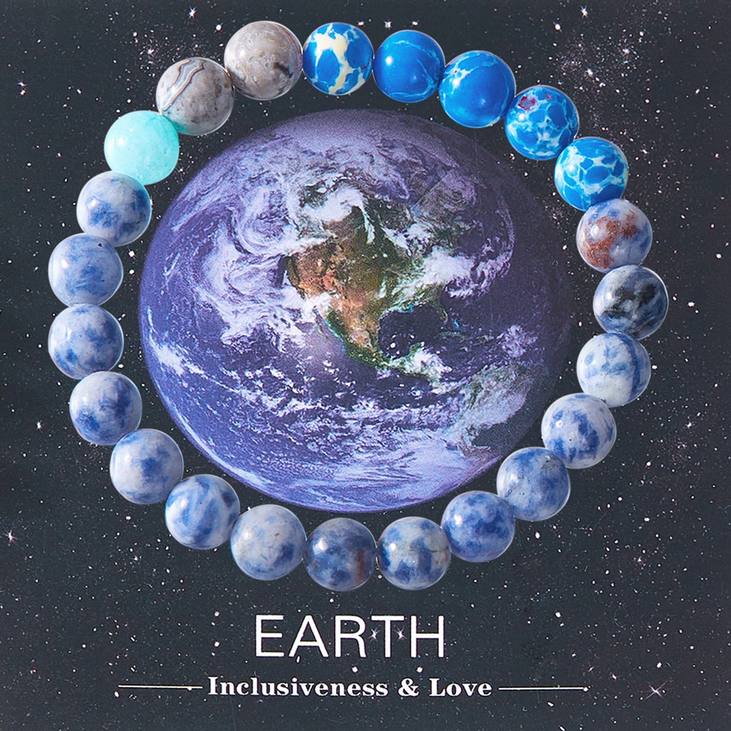 Wholesale solar system eight planets beaded paper card bracelet