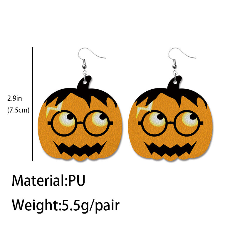 Wholesale  PU Leather Earrings Creative Pumpkin Bat Skull Heart Designs Chic Jewelry Accessory For Party Boutique Resale