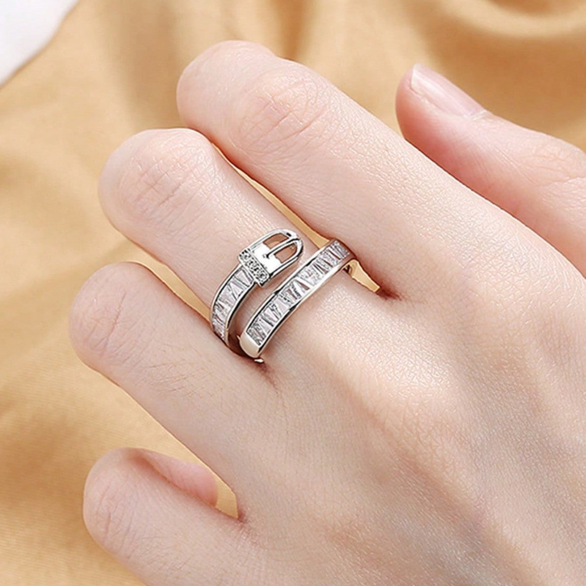 Wholesale Belt with diamonds and open adjustable ring