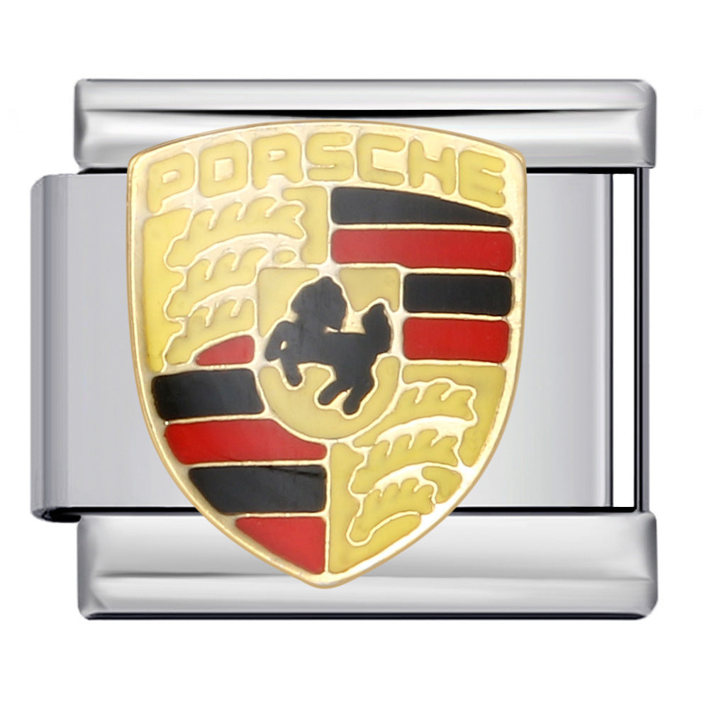 Wholesale 5pcs Italian Charm Bracelet 9mm DIY Splicing Car Logo Stainless Steel Composable Bracelet