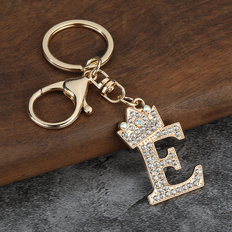 Wholesale Zinc alloy flash drill letter keychain