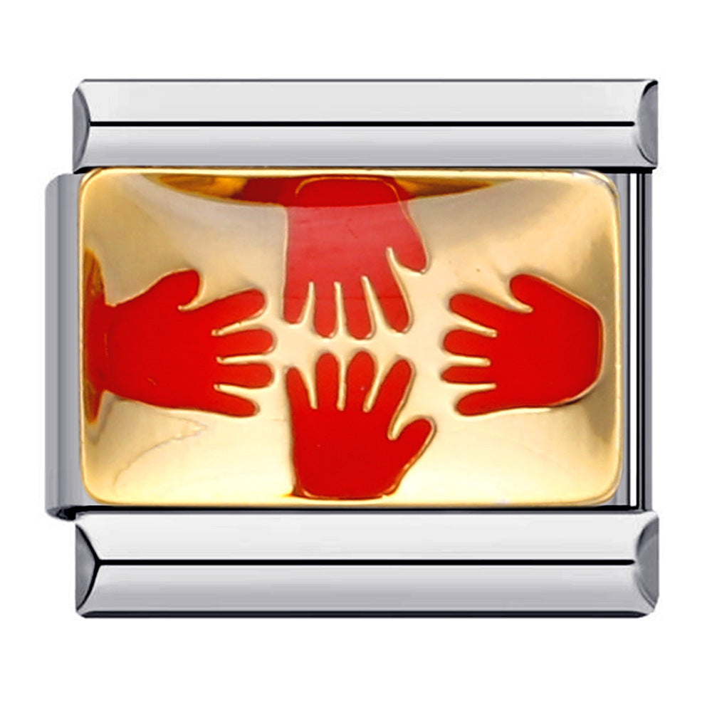 Wholesale Italian Charm Bracelet 9mm DIY Splicing Removable Red Element Stainless Steel Composable Bracelet