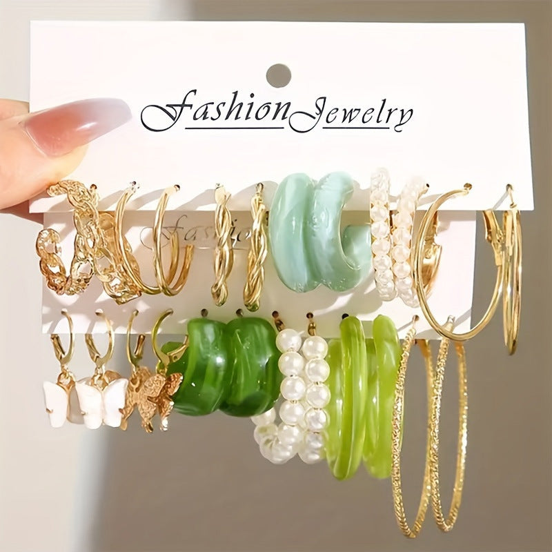 Wholesale  Alloy Earrings Square Butterfly Geometric Earrings suit