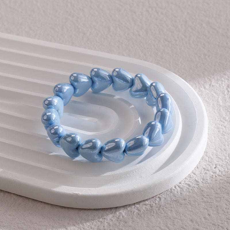 Wholesale Colorful Heart-shaped Paint  Handmade String Bracelet