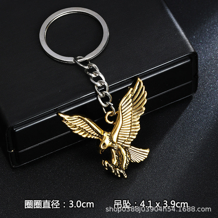 Wholesale Stainless steel spike cross eagle keychain  metal pendant