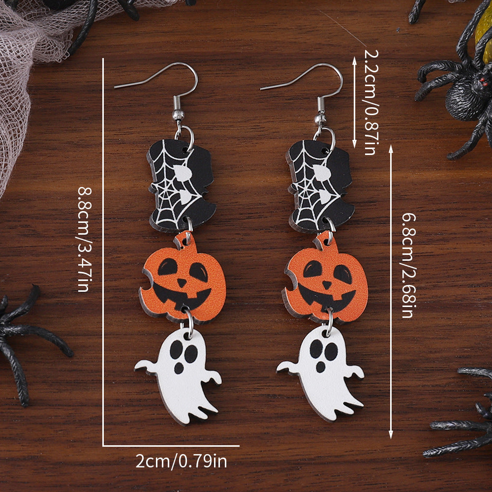 Wholesale  Halloween Ghost Pumpkin Ghost Triple Pendant Earrings