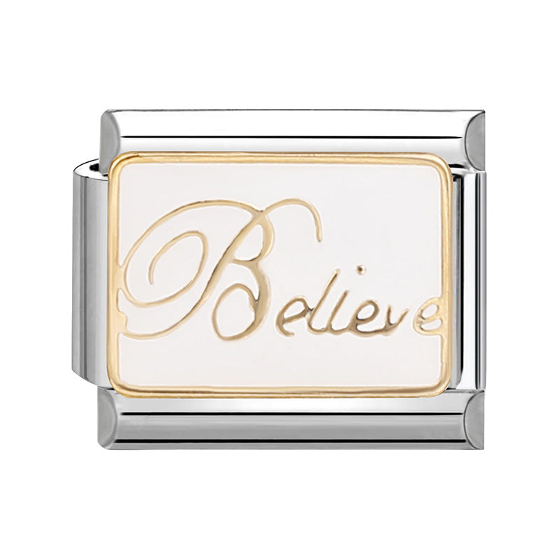 Wholesale Italian modular bracelet 9mm DIY splicing detachable English stainless steel combinable bracelet